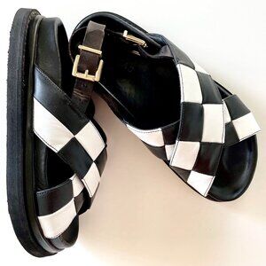 ALOHAS - Marshmallow Scacchi -  Checkerboard Sandals - B/W - 37